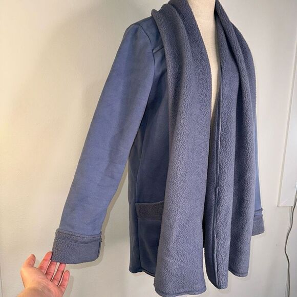 Soft Surroundings Women’s Blue Sueded Fleece Sweater Cardigan Ultimate Cozy - Picture 3 of 11